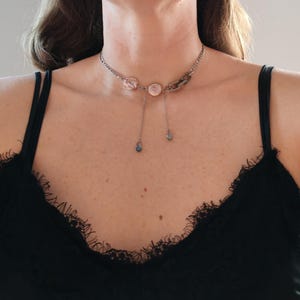 Chunky Stainless Steel Chain Necklace: Pearl, Edgy Punk Jewelry image 1