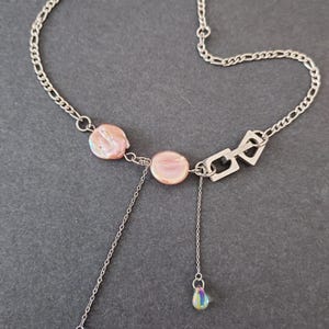 Chunky Stainless Steel Chain Necklace: Pearl, Edgy Punk Jewelry image 4