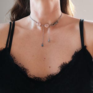 Chunky Stainless Steel Chain Necklace: Pearl, Edgy Punk Jewelry image 5