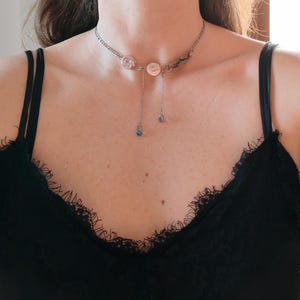 Chunky Stainless Steel Chain Necklace: Pearl, Edgy Punk Jewelry image 3