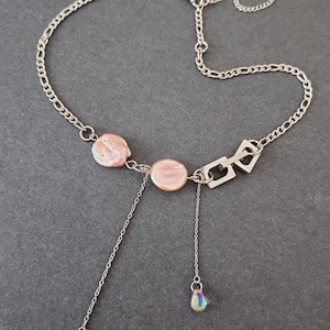 Chunky Stainless Steel Chain Necklace: Pearl, Edgy Punk Jewelry image 2