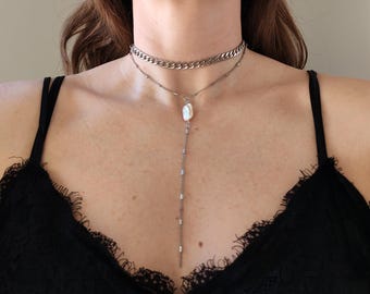 Baroque Pearl Choker Necklace: Silver Stainless Steel Chain