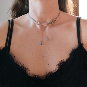 Chunky Stainless Steel Chain Necklace: Pearl, Edgy Punk Jewelry image 7