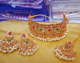 Indian Kundan Choker, Indian Jewelry, Bollywood Jewelry, Pakistani Jewelry, Indian Wedding Necklace, Bridal Choker, Kundan Necklace, Choker