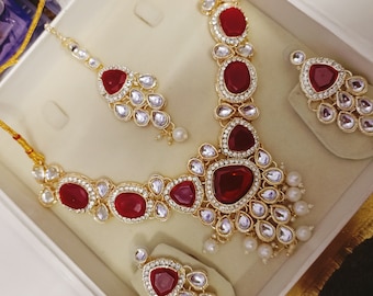 Sabyasachi Inspired Designer kundan Set, Ruby Kundan Neckless, Kundan Multi Choker Set, Customizable Kundan Bridal Sets, Royal Kundan Sets