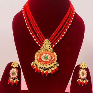 Conjunto de gargantilla Kundan/gargantilla con pendientes/maangtika/kundan jhumka/collar kundan/gargantilla/gargantillas/conjunto de gargantilla para mujer/gargantilla de novia