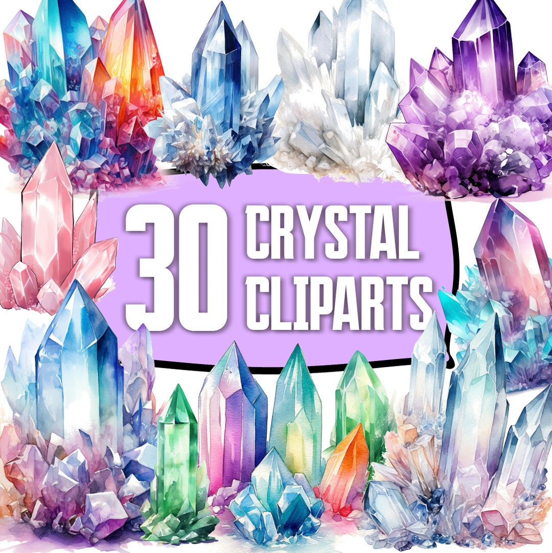 30 Crystal Clip Arts, Water Colour Jpegs, Manifesting, Spiritual ...