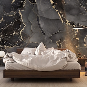 Dark Marble Wallpaper,  Gray Marble Wallpaper, Abstract Wallpaper, Peel and Stick Wallpaper, Textile Vinyl, Wall Decoration Removable