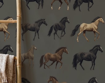 Vintage Horse Wallpaper: Elegant Animal Wall Mural, Peel and Stick