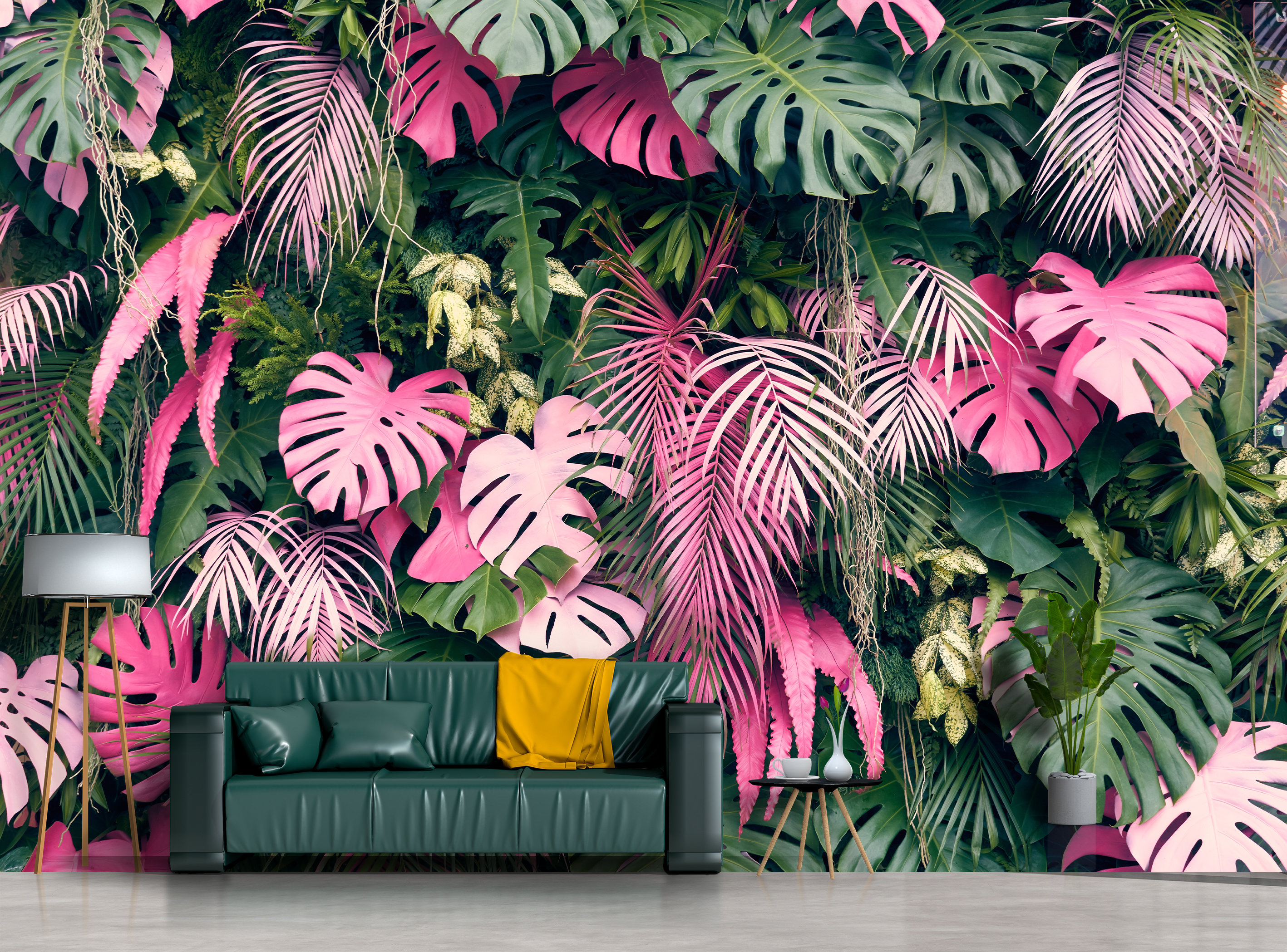 Monstera Leaf Wallpaper: Tropical Peel and Stick Wall Mural - Etsy