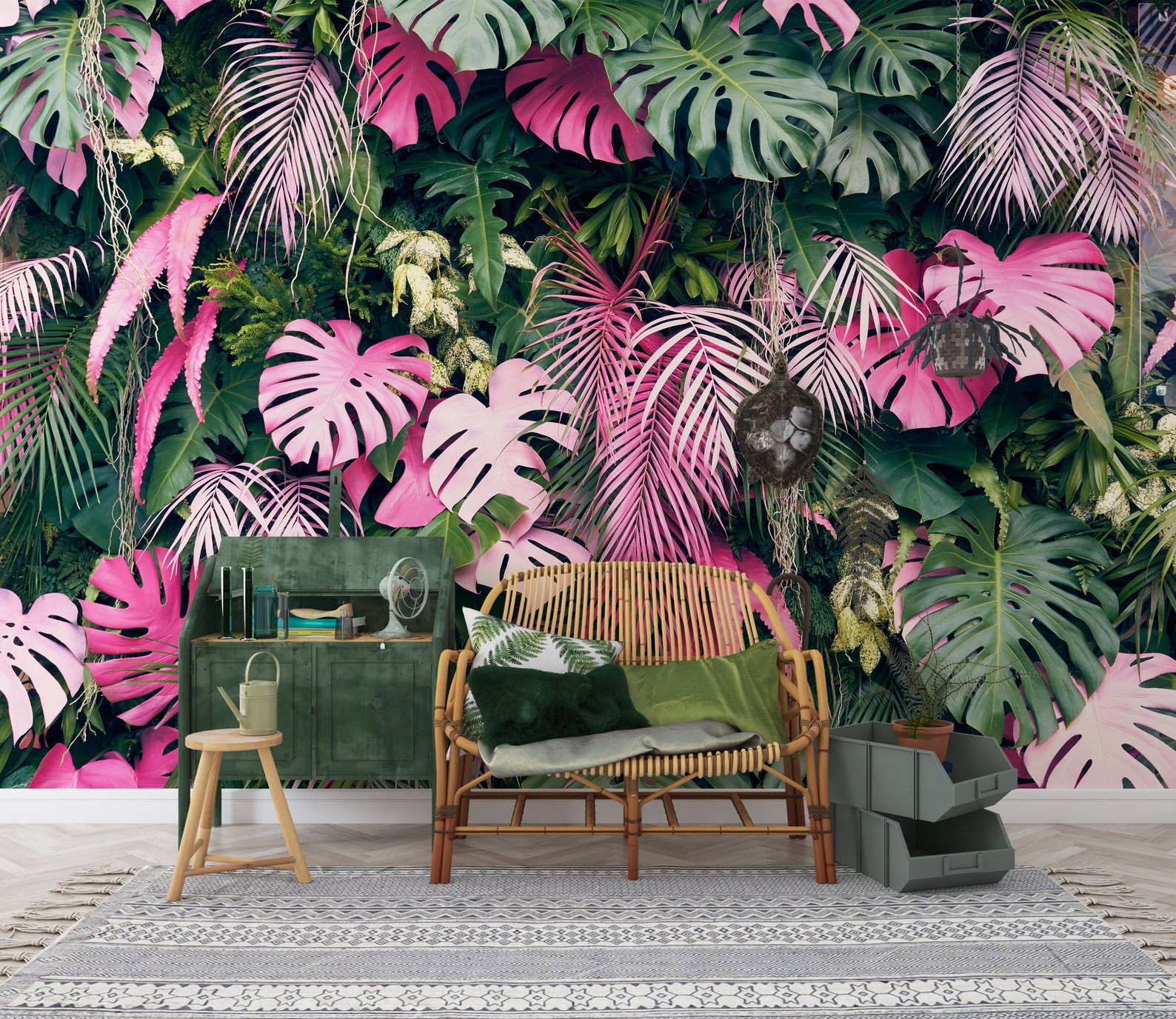 Monstera Leaf Wallpaper: Tropical Peel and Stick Wall Mural - Etsy