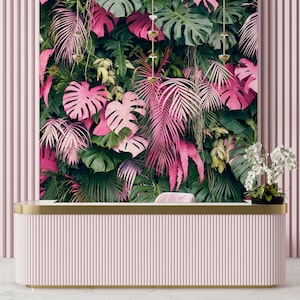 Monstera Leaf Wallpaper: Tropical Peel and Stick Wall Mural - Etsy