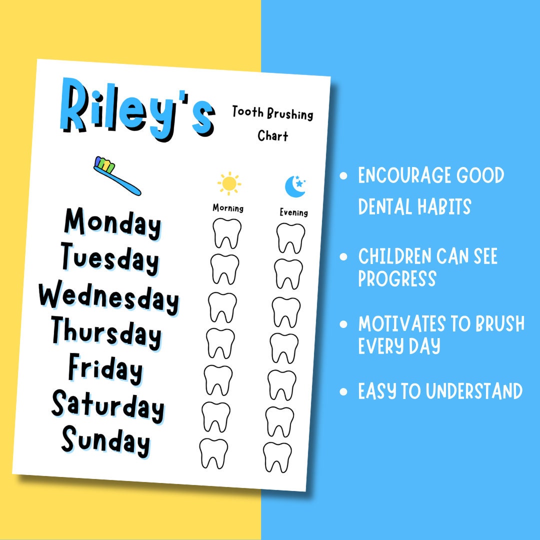 Teeth Brush Chart Brush Your Teeth Tooth Brush Chart Etsy