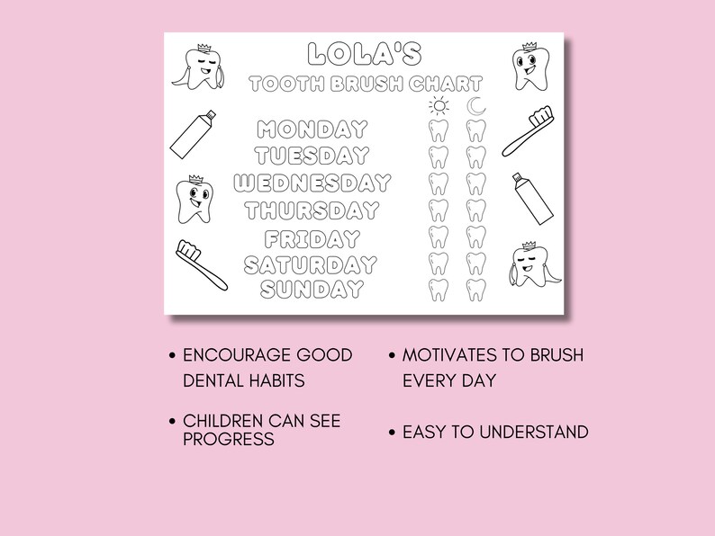 Personalised Tooth Brushing Chart Tooth Brush Chart | Kids Teeth ...