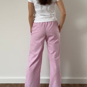 Pink striped summer / pajama pants 100% cotton image 2