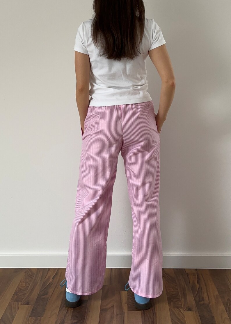 Pink striped summer / pajama pants 100% cotton image 2