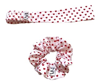 Valentine's Day set with heart scrunchie and hairband
