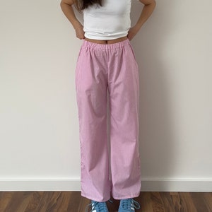 Pink striped summer / pajama pants 100% cotton image 1