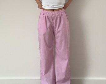 Pink striped summer / pajama pants 100% cotton