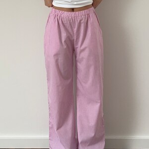 Pink striped summer / pajama pants 100% cotton image 6