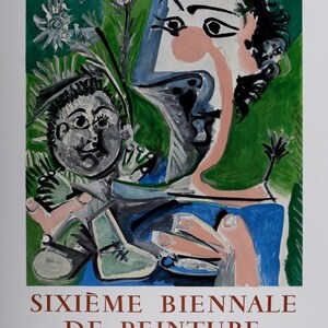 Pablo Picasso – Biennale di Mentone 1974 – Manifesto litografico di Henri Deschamps – Mourlot Paris – Femme Nue au Bonnet Turc