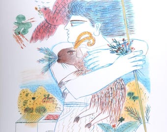 Alekos Fassianos "Pan" Lithograph: Hand-Signed Limited Edition Greek Art