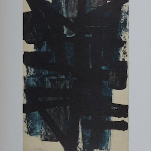 Pierre Soulages Lithographie: Abstrakte Komposition #6, 1962 - Hazan Portfolio