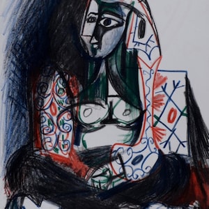 Picasso – Jacqueline Roque, 1959 – Carnet de la Californie – Litografia a colori – Mourlot – Stampa fronte-retro – Edizione limitata