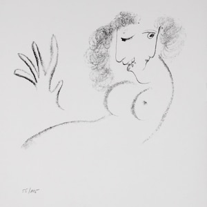 Marc Chagall – Une rose glacée 1967 – Litografia originale – Mourlot 475 – Poesia di Jean Cassou – Edizione limitata 55/115 – Arte firmata Chagall