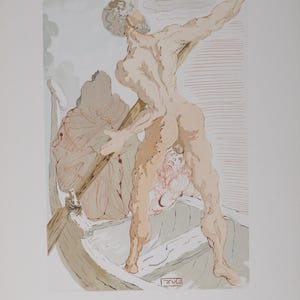 Salvador Dalí Holzschnitt: Charon, Göttliche Komödie Inferno, 1963