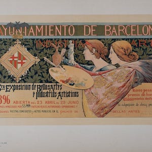 Alejandro de Riquer – 3ra Exposition de Belles Artes 1897 – Original Art Nouveau Poster – Les Maîtres de l’Affiche Plate 64