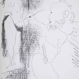 Picasso – Le Peintre et son Modèle, 1964 – Original Lithograph – Mourlot Edition – Vintage Modern Art – Black Ink on Wove Paper