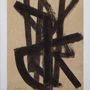 Pierre Soulages Lithograph: 1962 French Abstract Art, Hazan Portfolio