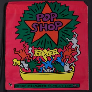 Keith Haring - Original exhibition Artwork - &quot;Pop shop&quot; Bag, 1986 – Haring Collectable Item - Vintage Pop Art Collection - Haring Design