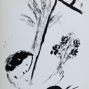 Marc Chagall Litografia: Bukiet à la main, 1957 - Druk Mourlota
