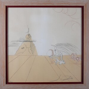Salvador Dalí Hand-Signed Etching: Paysage fossile imaginaire, Framed, Limited Edition