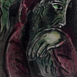 Marc Chagall – Job désespéré 1960 – Original Lithograph – Mourlot 254 – Verve Bible Series – Tériade Paris – Chagall Job Art