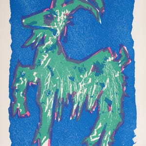 Bernard Lorjou (1908–1986) "La Chèvre du Thibet", 1965 Originalholzschnitt aus der Mappe Le Bestiaire ou Cortège d'Orphée