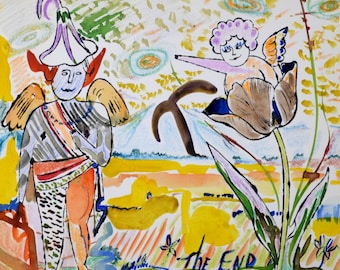Andy Warhol Lithograph: &quot;In the Bottom of My Garden&quot; Hand-Colored Original, 1956