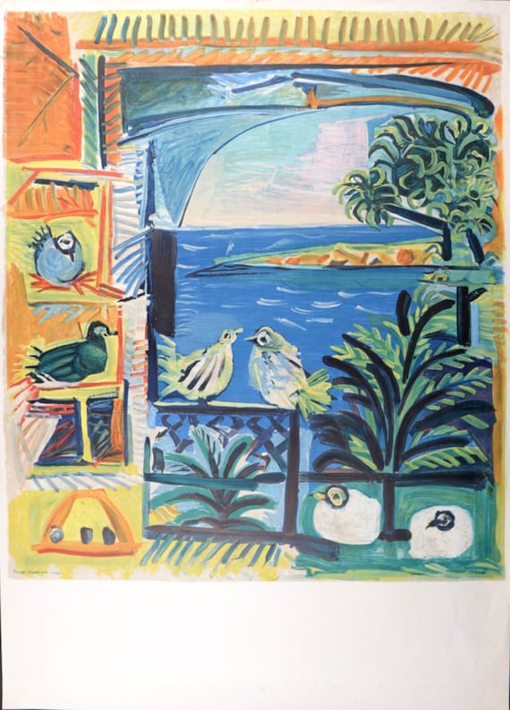 パブロ・ピカソ ムルロー工房 「花瓶の構図」 リトグラフポスター 額装済 パブロ・ピカソ ムルロー工房 「花瓶の構図」 リトグラフポスター 額装済