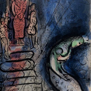 Marc Chagall – Assuerus chasse Vasthi 1960 – Original Lithograph – Mourlot 251 – Verve Bible Series – Tériade Paris – Esther Story