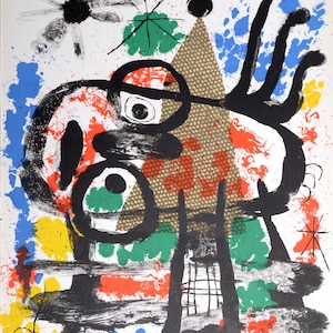 Joan Miró – &quot;Les deux bouts du pinceau&quot;, 1960 – Original Lithograph – Derrière le Miroir – Mid Century Modern Art – Unframed Print