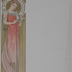 Alphonse Mucha – "Champagne Moët & Chandon Menu", 1899 – Original Lithographie Menükarte – plattensigniert – seltener Jugendstil-Werbedruck