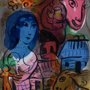 Marc Chagall – Intimité 1969 – Original Lithograph – XXe Siècle – Mourlot – Modern Love Art – Chagall Color Print Paris