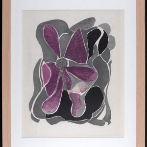 Georges Braque - "L’Iris", 1963 - Rara litografía enmarcada sobre papel japonés - De la obra "Letra Amorosa" de René Char - Edición limitada de 50 ejemplares.
