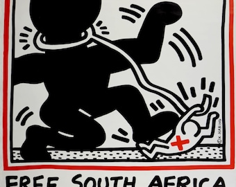 Keith Haring &#39;Free South Africa&#39; Lithograph - 1985 Vintage Pop Art Poster