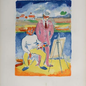 Kees Van Dongen Lithograph: Vlaminck et Derain à Chatou, 1949