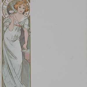 Alphonse Mucha – "Champagne Moët & Chandon Menu", 1899 – Original Lithographie Menükarte – plattensigniert – seltener Jugendstil-Werbedruck