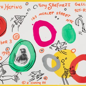 Keith Haring - Keith Haring Artwork - Original Print – Rare lithograph - Poster Collection - Tony Shafrazi Gallery, exhibition poster, 1988