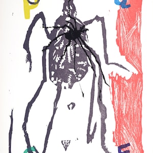 Bernard Lorjou (1908–1986) — La Puce, xilografia originale in edizione limitata del 1965 – Dal portfolio di Apollinaire "Le Bestiaire"